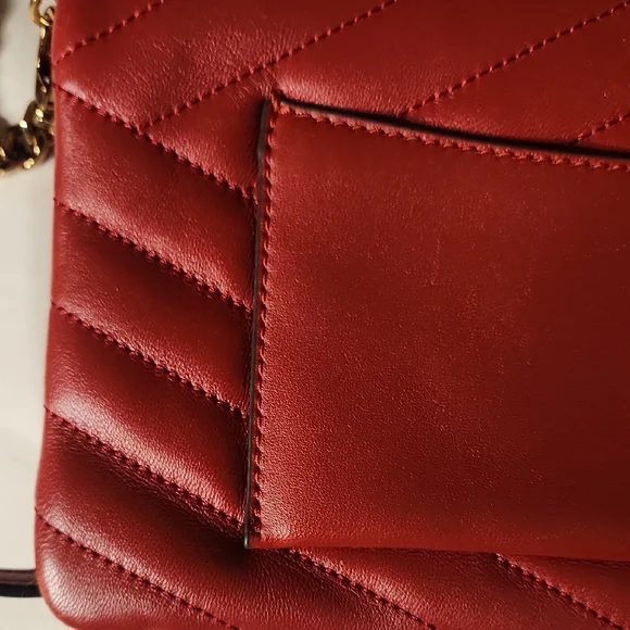 Tory Burch Red Quilted Clutch with Gold Chain - Picture 7 of 12